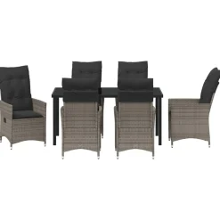 VIDAXL - Ensemble de salle à manger pour jardin 7 pcs gris poly rotin