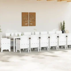 VIDAXL - Ensemble de salle à manger pour jardin 17 pcs blanc rattan polt