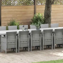 VIDAXL - Ensemble de salle à manger pour jardin 17 pcs gris clair