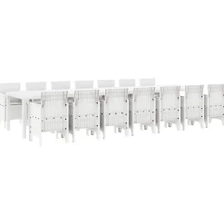 VIDAXL - Ensemble de salle à manger pour jardin 15 pcs blanc rattan polt
