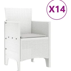 VIDAXL - Ensemble de salle à manger pour jardin 15 pcs blanc rattan polt