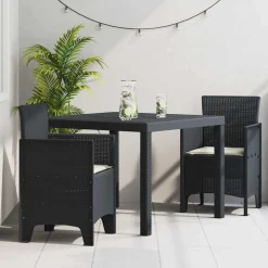 VIDAXL - Ensemble de salle à manger pour jardin 3 pcs anthracite