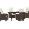 VIDAXL - Ensemble de salle à manger pour jardin 5 pcs marron poly rotin