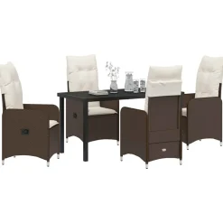 VIDAXL - Ensemble de salle à manger pour jardin 5 pcs marron poly rotin