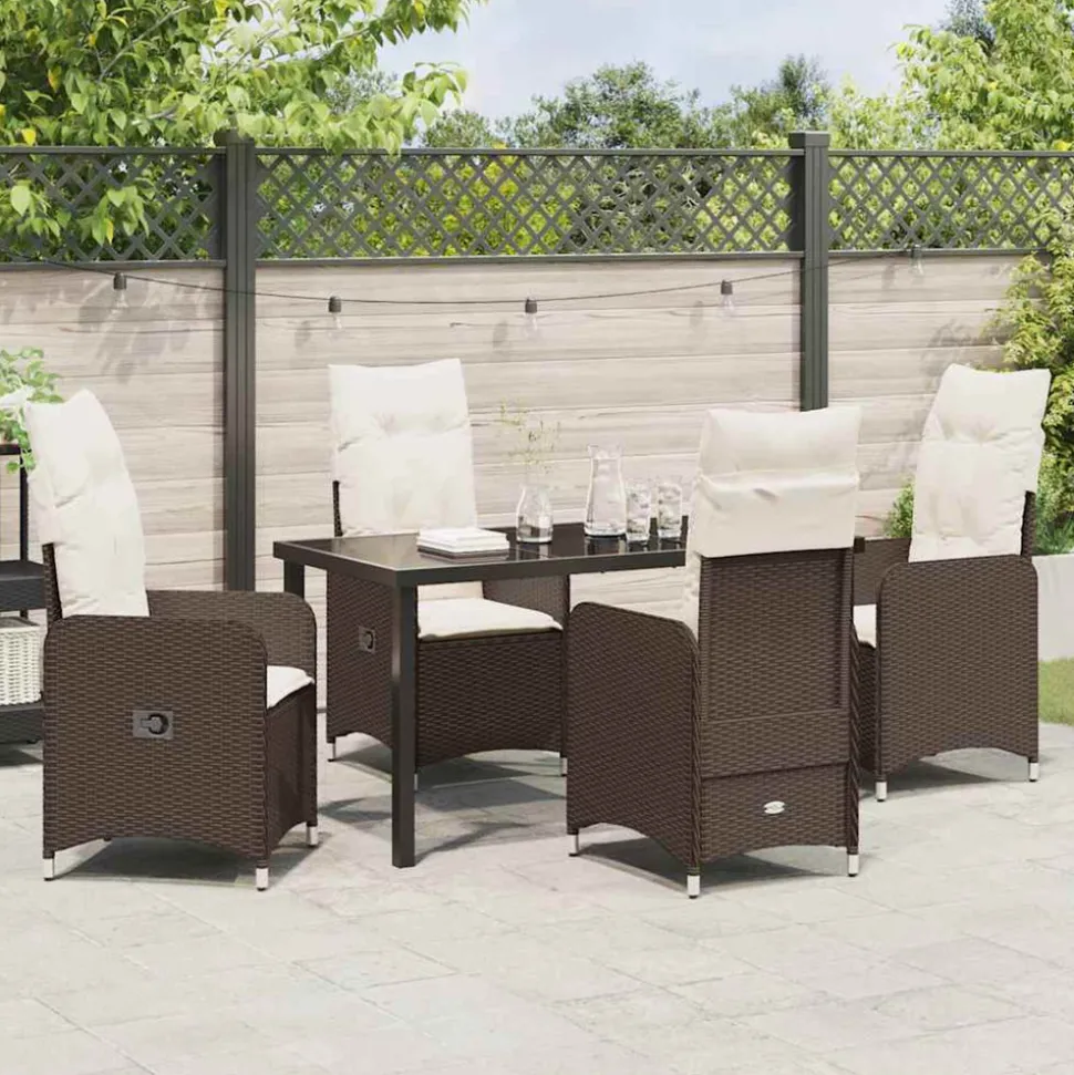 VIDAXL - Ensemble de salle à manger pour jardin 5 pcs marron poly rotin