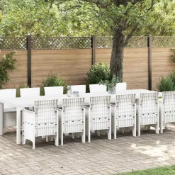 VIDAXL - Ensemble de salle à manger pour jardin 13 pcs blanc rattan polt