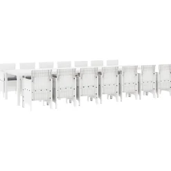 VIDAXL - Ensemble de salle à manger pour jardin 15 pcs blanc rattan polt