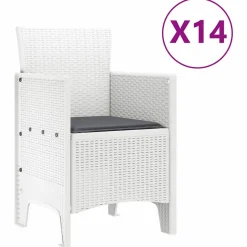 VIDAXL - Ensemble de salle à manger pour jardin 15 pcs blanc rattan polt