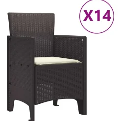 VIDAXL - Ensemble de salle à manger pour jardin 15 pcs marron
