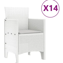 VIDAXL - Ensemble de salle à manger pour jardin 15 pcs blanc rattan polt