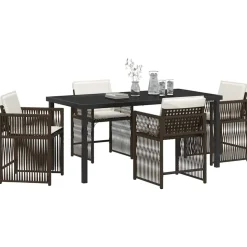 VIDAXL - Ensemble de salle à manger pour jardin 5 pcs marron polyrotin