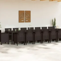 VIDAXL - Ensemble de salle à manger pour jardin 17 pcs marron