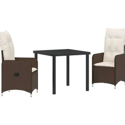 VIDAXL - Ensemble de salle à manger pour jardin 3 pcs marron poly rotin