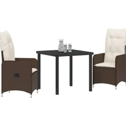 VIDAXL - Ensemble de salle à manger pour jardin 3 pcs marron poly rotin