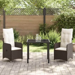 VIDAXL - Ensemble de salle à manger pour jardin 3 pcs marron poly rotin