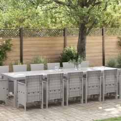 VIDAXL - Ensemble de salle à manger pour jardin 15 pcs gris clair