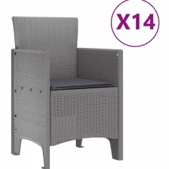 VIDAXL - Ensemble de salle à manger pour jardin 15 pcs gris clair