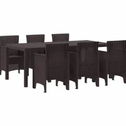 VIDAXL - Ensemble de salle à manger pour jardin 7 pcs marron rattan polt