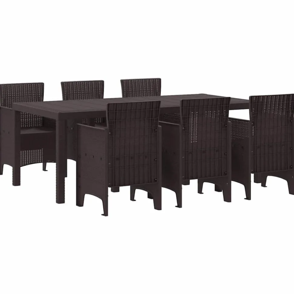 VIDAXL - Ensemble de salle à manger pour jardin 7 pcs marron rattan polt