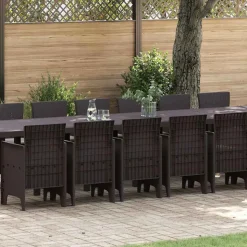 VIDAXL - Ensemble de salle à manger pour jardin 17 pcs marron