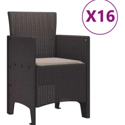VIDAXL - Ensemble de salle à manger pour jardin 17 pcs marron
