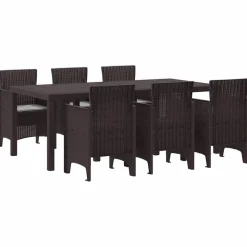 VIDAXL - Ensemble de salle à manger pour jardin 7 pcs marron rattan polt