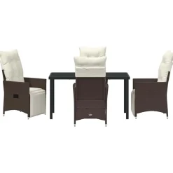 VIDAXL - Ensemble de salle à manger pour jardin 5 pcs marron poly rotin