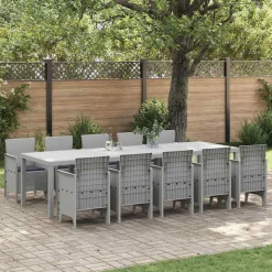 VIDAXL - Ensemble de salle à manger pour jardin avec coussin 11 pcs