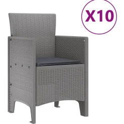VIDAXL - Ensemble de salle à manger pour jardin avec coussin 11 pcs