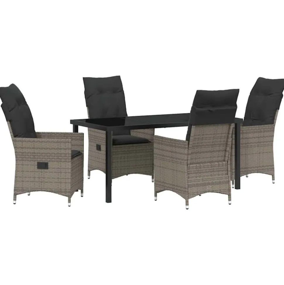 VIDAXL - Ensemble de salle à manger pour jardin 5 pcs gris poly rotin