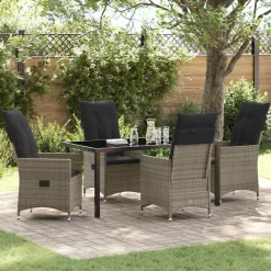 VIDAXL - Ensemble de salle à manger pour jardin 5 pcs gris poly rotin