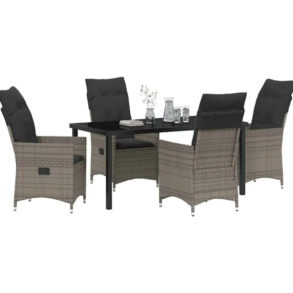 VIDAXL - Ensemble de salle à manger pour jardin 5 pcs gris poly rotin