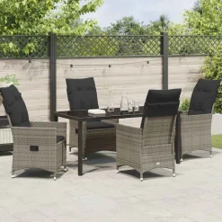 VIDAXL - Ensemble de salle à manger pour jardin 5 pcs gris poly rotin