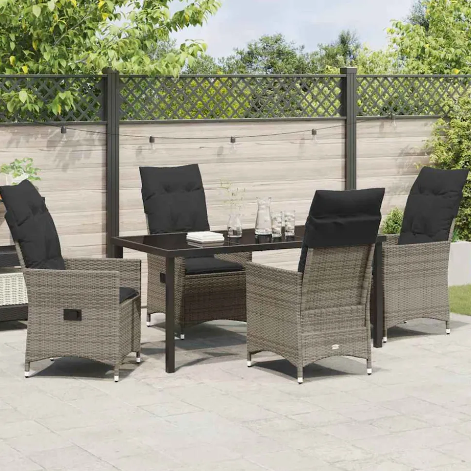 VIDAXL - Ensemble de salle à manger pour jardin 5 pcs gris poly rotin