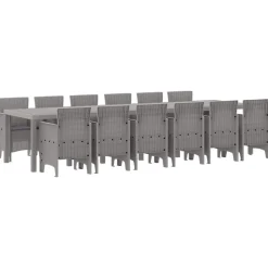 VIDAXL - Ensemble de salle à manger pour jardin 13 pcs gris clair