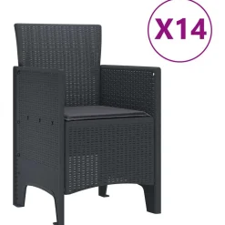 VIDAXL - Ensemble de salle à manger pour jardin 15 pcs anthracite
