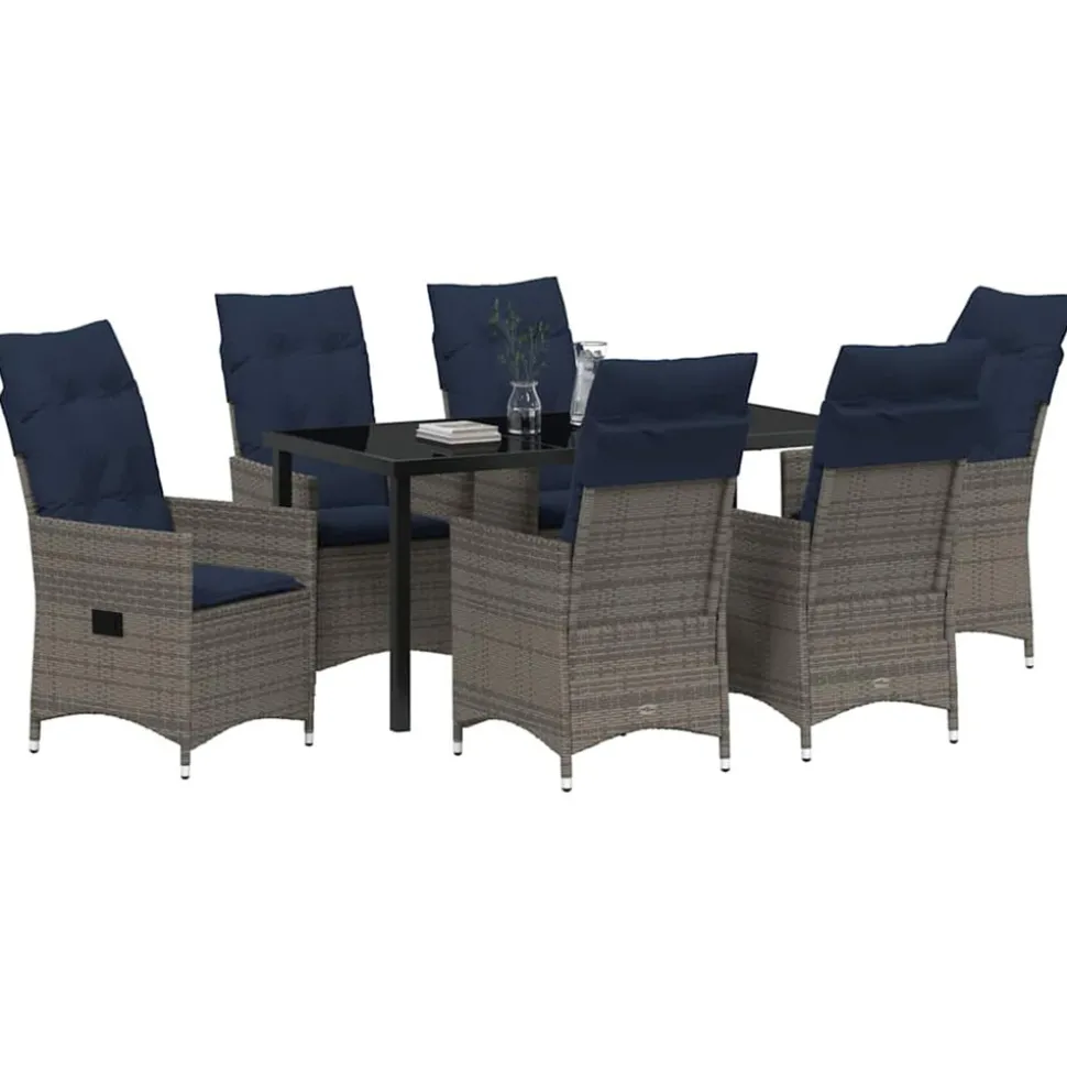 VIDAXL - Ensemble de salle à manger pour jardin 7 pcs gris polyrotin