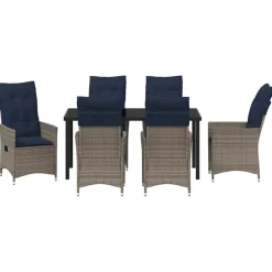 VIDAXL - Ensemble de salle à manger pour jardin 7 pcs gris polyrotin