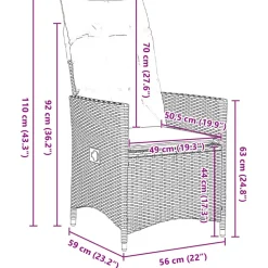 VIDAXL - Ensemble de salle à manger pour jardin 7 pcs gris polyrotin
