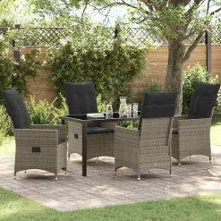 VIDAXL - Ensemble de salle à manger pour jardin 5 pcs gris poly rotin