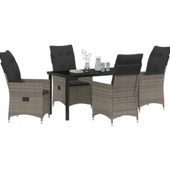 VIDAXL - Ensemble de salle à manger pour jardin 5 pcs gris poly rotin
