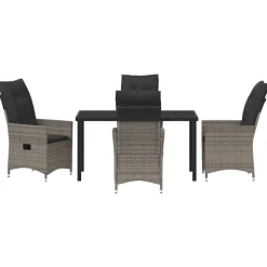 VIDAXL - Ensemble de salle à manger pour jardin 5 pcs gris poly rotin