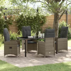 VIDAXL - Ensemble de salle à manger pour jardin 5 pcs gris poly rotin