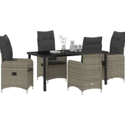 VIDAXL - Ensemble de salle à manger pour jardin 5 pcs gris poly rotin