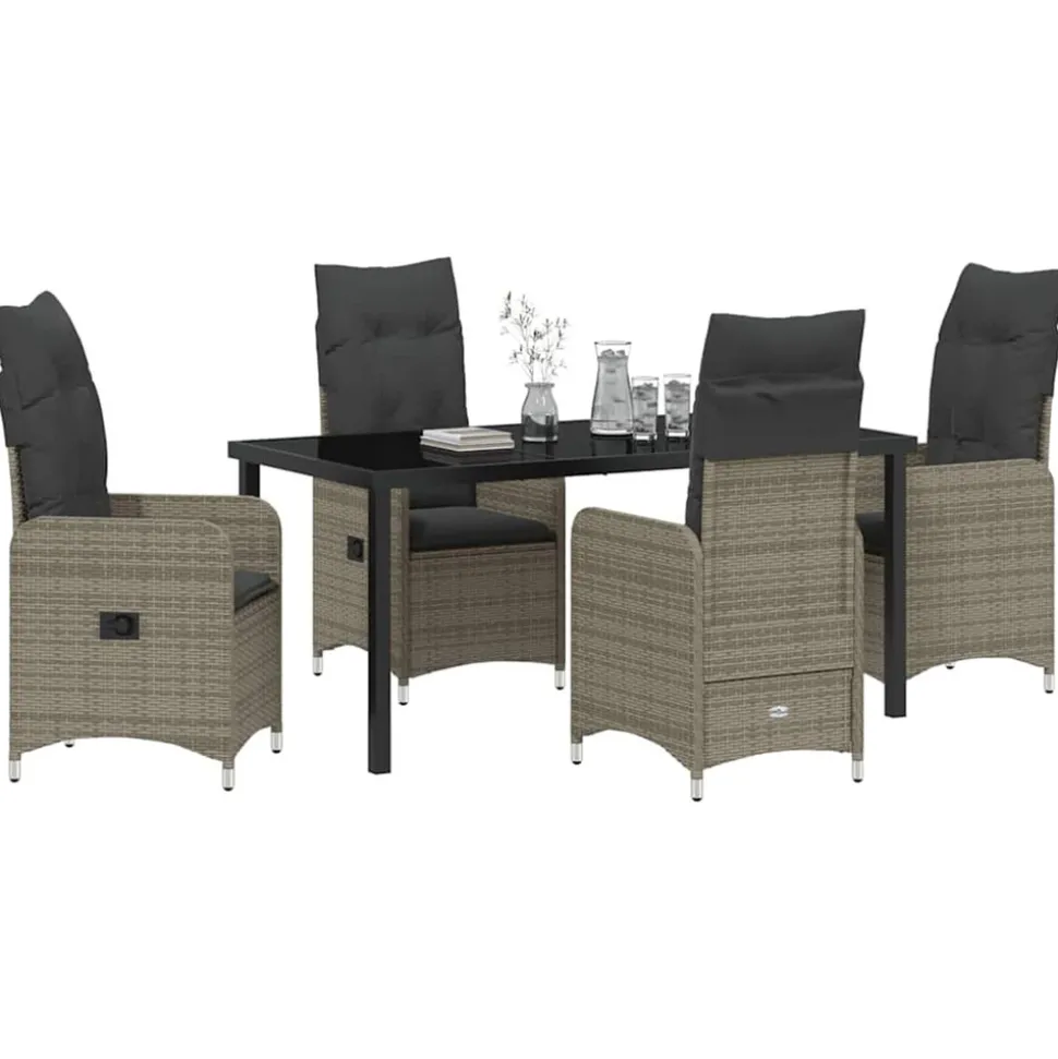 VIDAXL - Ensemble de salle à manger pour jardin 5 pcs gris poly rotin