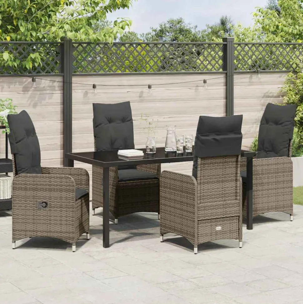 VIDAXL - Ensemble de salle à manger pour jardin 5 pcs gris poly rotin