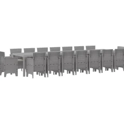 VIDAXL - Ensemble de salle à manger pour jardin 17 pcs gris clair