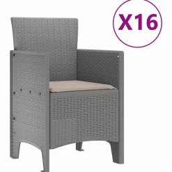 VIDAXL - Ensemble de salle à manger pour jardin 17 pcs gris clair