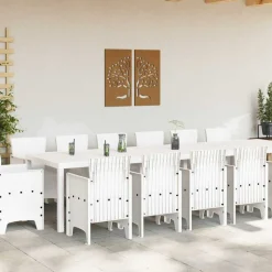 VIDAXL - Ensemble de salle à manger pour jardin 15 pcs blanc rattan polt