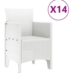 VIDAXL - Ensemble de salle à manger pour jardin 15 pcs blanc rattan polt